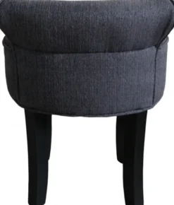 Casa Padrino Designer Hocker Boston Grau / Schwarz - Barock Schminktisch Stuhl