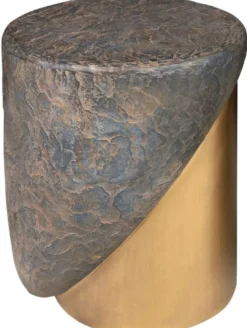Casa Padrino Designer Hocker Antik Kupfer / Messing Ø 41 x H. 48,5 cm - Runder Sitzhocker aus Glasfaserverstärktem Beton - Luxus Möbel