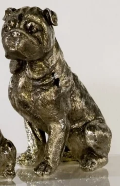 Casa Padrino Designer Hund Mops Antik Silber H. 27 cm - Polyresin Deko Skulptur - Edel & Prunkvoll