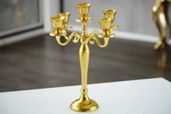 Casa Padrino Designer Kerzenhalter Gold Shine aus poliertem Aluminium, 5-armig, Höhe 40 cm