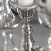 Casa Padrino Designer Kerzenhalter Shine Classic, 9-flammig, poliertes Aluminium, Silber, Höhe 26 cm, Durchmesser 30 cm