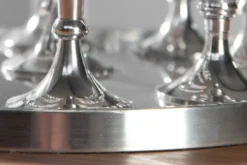 Casa Padrino Designer Kerzenhalter Shine Classic, 9-flammig, poliertes Aluminium, Silber, Höhe 26 cm, Durchmesser 30 cm