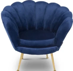 Casa Padrino Designer Kinder Samt Sessel Blau / Messingfarben 96 x 79 x H. 78 cm - Luxus Kindermöbel