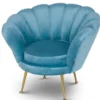 Casa Padrino Designer Kinder Samt Sessel Hellblau / Messingfarben 96 x 79 x H. 78 cm - Luxus Kindermöbel