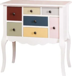 Casa Padrino Designer Kommode mit 7 Schubladen Weiss / Mehrfarbig 80 x 48 x H. 82 cm - Landhausstil Möbel