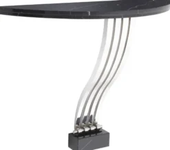 Casa Padrino Designer Konsole Schwarz / Silber 99 x 35 x H. 77,5 cm - Marmor Konsolentisch mit Edelstahl Gestell - Designer Möbel - Luxus Qualität