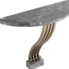 Casa Padrino Designer Konsole Grau / Messingfarben 99 x 35 x H. 77,5 cm - Marmor Konsolentisch mit Edelstahl Gestell - Designer Möbel - Luxus Qualität