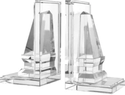 Casa Padrino Designer Kristallglas Buchstützen 2er Set - Luxus Qualität
