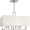 Casa Padrino Designer Kronleuchter Silber / Antik Messing / Weiß 66 x 66 x H. 48 cm - Moderner Luxus Kristallglas Kronleuchter mit Lampenschirm aus Kunstseide