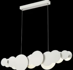 Casa Padrino Designer LED Hängeleuchte Weiß / Silber 82 x 8 x H. 38 cm - Luxus Pendelleuchte