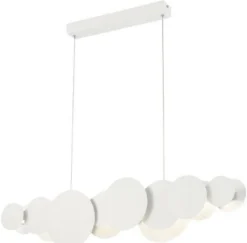 Casa Padrino Designer LED Hängeleuchte Weiß / Silber 82 x 8 x H. 38 cm - Luxus Pendelleuchte