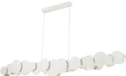 Casa Padrino Designer LED Hängeleuchte Weiß / Silber 150 x 8 x H. 38 cm - Luxus Kollektion