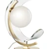 Casa Padrino Designer LED Tischleuchte Antik Messingfarben / Weiß 33 x 19,1 x H. 38,1 cm - Luxus Kollektion