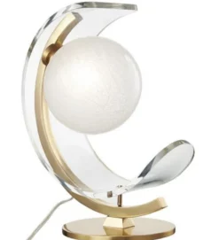 Casa Padrino Designer LED Tischleuchte Antik Messingfarben / Weiß 33 x 19,1 x H. 38,1 cm - Luxus Kollektion