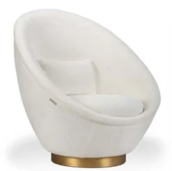 Casa Padrino Designer Lounge Sessel Weiß / Messingfarben 85 x 90 x H. 95 cm - Wohnzimmer Sessel - Hotel Sessel - Luxus Qualität