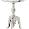 Casa Padrino Designer Luxus Beistelltisch Silver - Edelstahl Hocker, Nickel Finish, 55 cm Höhe, 40 cm Durchmesser