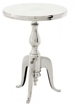 Casa Padrino Designer Luxus Beistelltisch Silver - Edelstahl Hocker, Nickel Finish, 55 cm Höhe, 40 cm Durchmesser