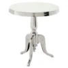 Casa Padrino Designer Luxus Beistelltisch Silver - Edler Edelstahl Hocker in Nickel Finish, Höhe 60 cm, Durchmesser 55 cm
