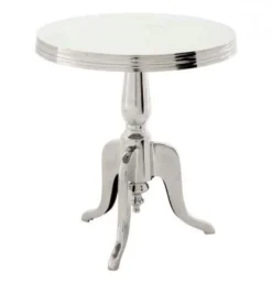 Casa Padrino Designer Luxus Beistelltisch Silver - Edler Edelstahl Hocker in Nickel Finish, Höhe 60 cm, Durchmesser 55 cm