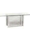 Casa Padrino Designer Luxus Esstisch aus poliertem Edelstahl und Glas, 200 x 90 x H. 76 cm