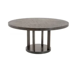 Casa Padrino Designer Luxus Esstisch aus Mahagoni Holz und Eichenfurnier in Mahagoni Furnier / Holzkohle / Grau 152 x H. 75 cm