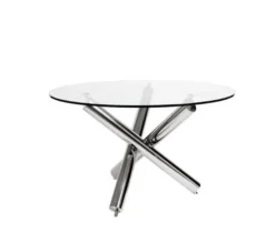Casa Padrino Designer Luxus Esstisch 120 x H. 75 cm aus poliertem Edelstahl und Glas