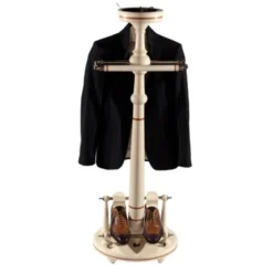 Casa Padrino Designer Luxus Garderoben Ständer New York Banker Stil Weiss - Kleiderständer, Anzugständer, Dressboy, 129 x 47 x 39 cm