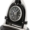 Casa Padrino Designer Luxus Tischuhr Cadance Day-Date Since 1909 Automatik Silber / Schwarz 17 x 12 x 19 cm