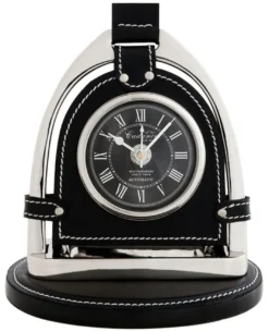 Casa Padrino Designer Luxus Tischuhr Cadance Day-Date Since 1909 Automatik Silber / Schwarz 17 x 12 x 19 cm