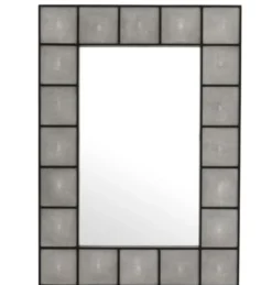 Casa Padrino Designer Luxus Wandspiegel aus Mahagoni Holz, Grau / Schwarz, 100 x 140 cm