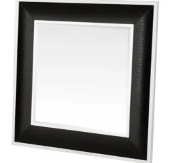 Casa Padrino Designer Luxus Wandspiegel Alligator Schwarz 100 x 100 cm - Quadratischer Spiegel mit Rahmen in Alligator-Optik
