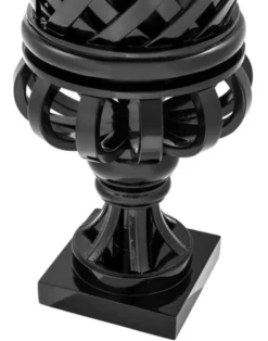 Casa Padrino Designer Mahagoni Übertopf Piano Schwarz - Luxus Blumentopf mit Sockel