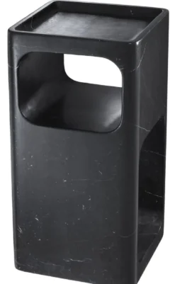 Casa Padrino Designer Marmor Beistelltisch Schwarz 28 x 28 x H. 55 cm - Wohnzimmermöbel - Designer Möbel