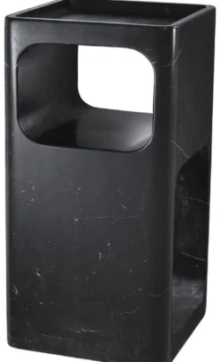 Casa Padrino Designer Marmor Beistelltisch Schwarz 28 x 28 x H. 55 cm - Wohnzimmermöbel - Designer Möbel