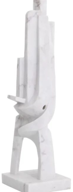 Casa Padrino Designer Marmor Skulptur Weiß 26 x 24 x H. 91 cm - Edle Dekofigur - Marmorfigur - Wohnzimmer Deko Accessoires