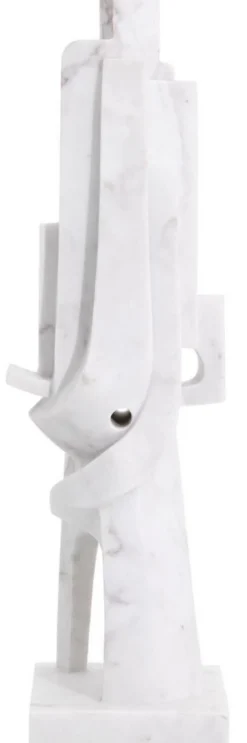 Casa Padrino Designer Marmor Skulptur Weiß 26 x 24 x H. 91 cm - Edle Dekofigur - Marmorfigur - Wohnzimmer Deko Accessoires