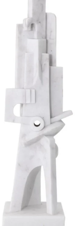 Casa Padrino Designer Marmor Skulptur Weiß 26 x 24 x H. 91 cm - Edle Dekofigur - Marmorfigur - Wohnzimmer Deko Accessoires
