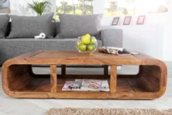 Casa Padrino Designer Massivholz Couchtisch Natur 100 x H. 30 cm - Salon Wohnzimmer Tisch - Unikat