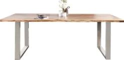 Casa Padrino Designer Massivholz Esstisch Natur - Akazie - 200 x 100 x H.80 cm - Aus massivem Akazienholz