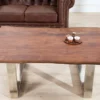 Casa Padrino Designer Massivholz Akazie Couchtisch Natur Braun 120 x H. 45 cm - Salon Wohnzimmer Tisch