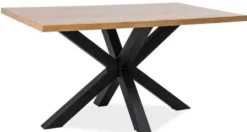 Casa Padrino Designer Massivholz Esstisch Naturfarben / Schwarz - Verschiedene Größen - Küchentisch mit massiver Eichenholz Tischplatte - Küchen Möbel