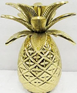 Casa Padrino Designer Messing Kerzenhalter Ananas Gold Ø 12 x H. 15 cm - Luxus Accessoires