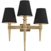 Casa Padrino Designer Messing 3er Wandleuchte 46 x 23,5 x H 50 cm - Luxus Wandlampe