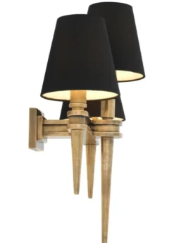 Casa Padrino Designer Messing 3er Wandleuchte 46 x 23,5 x H 50 cm - Luxus Wandlampe