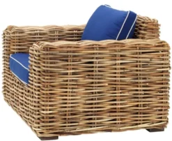Casa Padrino Designer Rattan Sessel 100 x 88 x H. 69 cm - Luxus Wohnzimmer Möbel