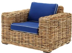 Casa Padrino Designer Rattan Sessel 100 x 88 x H. 69 cm - Luxus Wohnzimmer Möbel