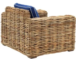 Casa Padrino Designer Rattan Sessel 100 x 88 x H. 69 cm - Luxus Wohnzimmer Möbel