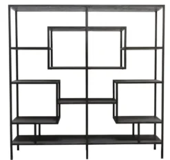 Casa Padrino Designer Regalschrank Schwarz 160 x 40 x H. 160 cm - Luxus Wohnzimmerschrank