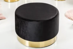 Casa Padrino Designer Rundhocker Schwarz / Gold B. 55 x H. 35 cm - Wohnzimmer Möbel