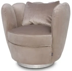 Casa Padrino Designer Samt Sessel Champagnerfarben 85 x 77 x H. 75 cm - Designer Wohnzimmer Möbel - Luxus Kollektion